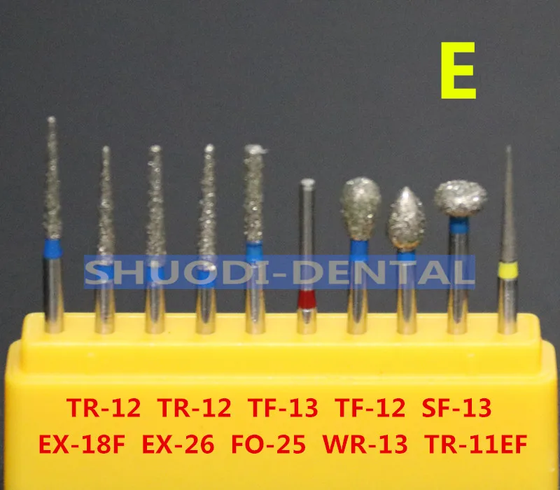 1 set E 10 шт стоматологический скоростной дрель Bur дезинфекции Diamond полировки дробилки средство для полировки для зубов Фарфор Керамика - Цвет: 1 set E