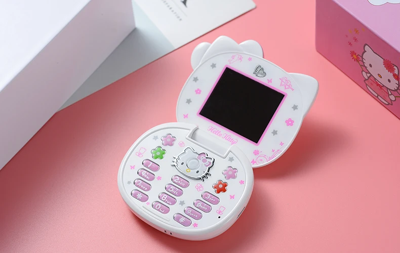 Милый мини-телефон hello kitty для девочек K688+ четырехдиапазонный флип-мобильный телефон с мультяшками разблокированный детский мини-телефон с двумя sim-картами