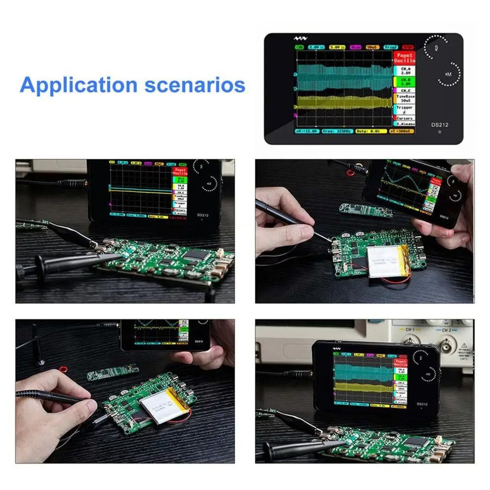 Цифровой портативный осциллограф DS212 карманный с ЖК дисплеем полоса пропускания