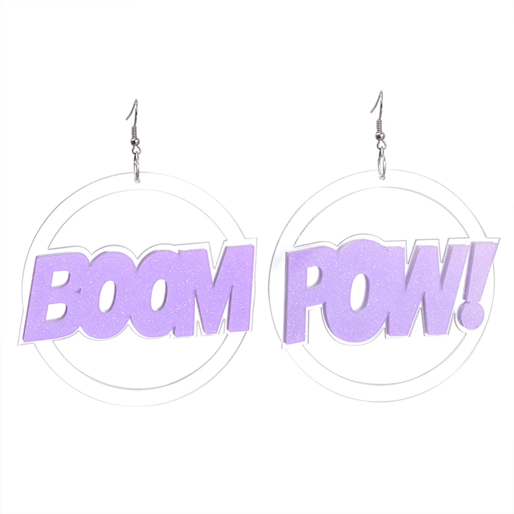 

JUCHAO Drop Earrings Fashion BOOM POW Large Circles Pendant Earrings for Women Exaggerated Street Ornaments Jewelry Earring