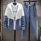 Спортивный костюм для мужчин, весна-осень, 2021 г., новая Корейская версия, трендовая осенняя одежда, куртка, брюки, 2 комплекта