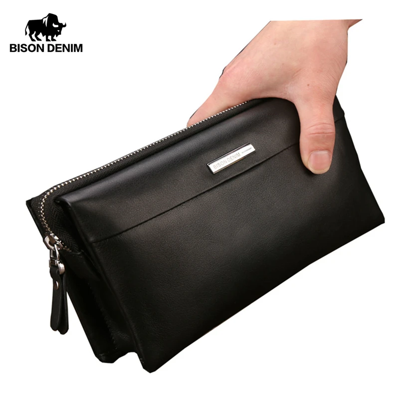 Мужской кошелек BISON DENIM роскошный длинный клатч удобная сумка Moneder мужской