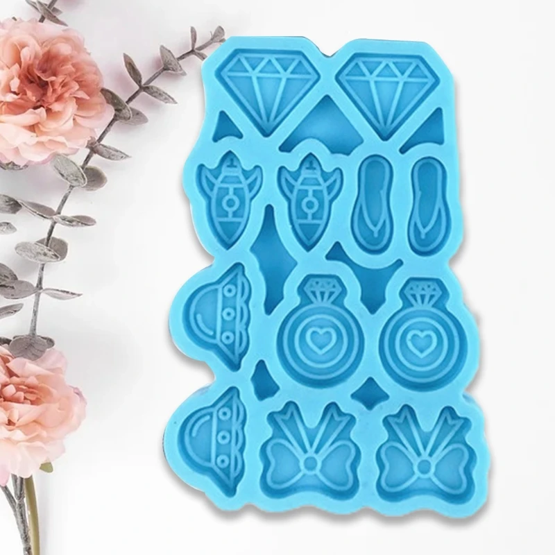

Bowknot Diamond Slippers Sun Hat Shaped Earrings Ear Studs Epoxy Resin Mold Jewelry Necklace Pendant Silicone Mould DIY