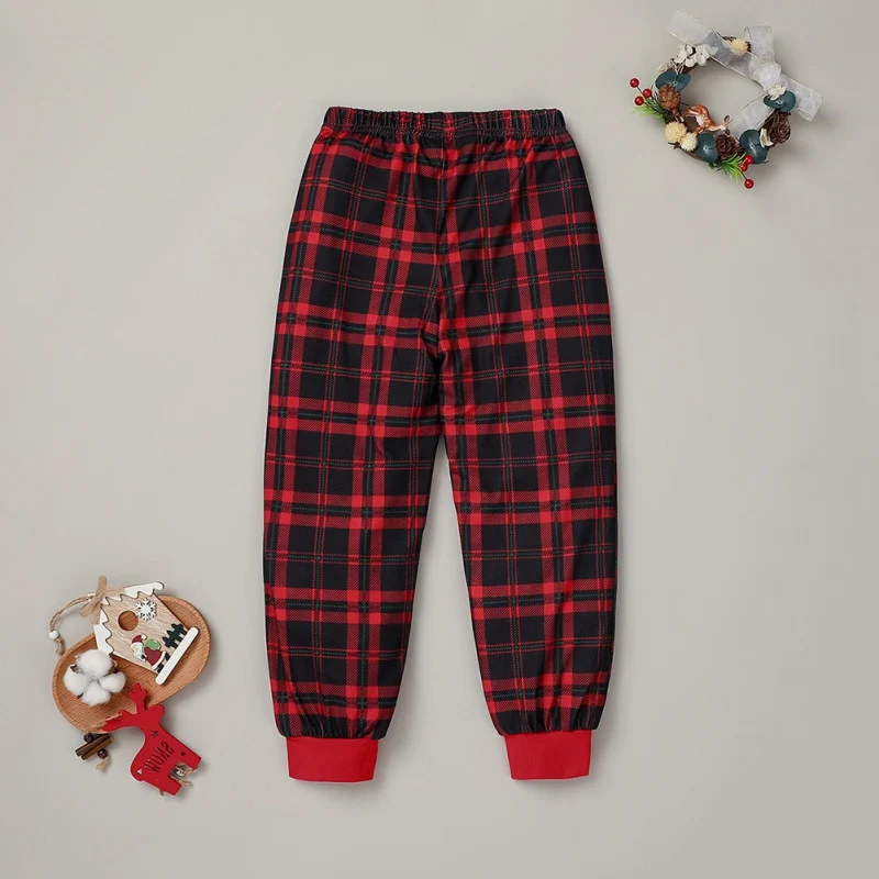 

Children Christmas Clothing Baby Boys Girls Set Letter Print Long Sleeves Plaid Tops Trousers Set for 4-9Y Kids Outfits Clothes