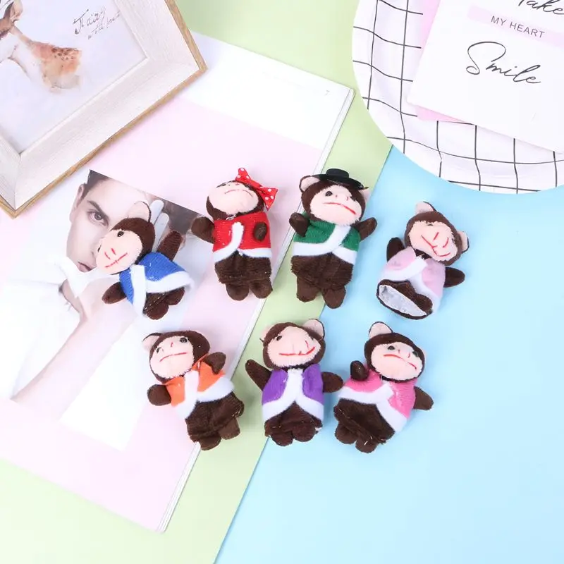 7 шт. мультфильм животных кукла в форме обезьяны палец набор куколок марионеток