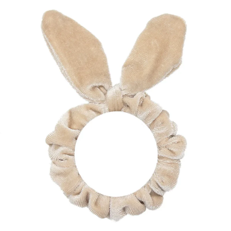 Rabbit light khaki 1 шт. Элегантные Бархатные резинки чистого цвета для женщин и девочек базовые эластичные резинки для волос хвост зажим для волос аксессуары - Цвет: Rabbit light khaki
