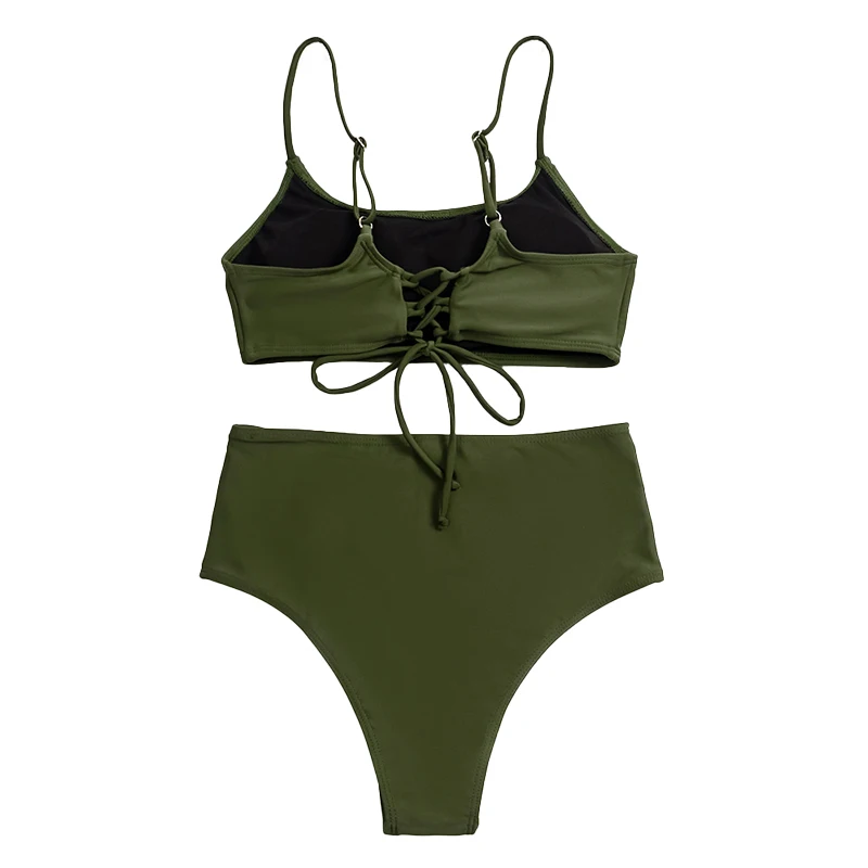 

Women High Waist Swimsuit Sexy Tankini Micro Bikini for Girl Female Beach Swimming Suit Lady Solid Color Polyester Swimwear