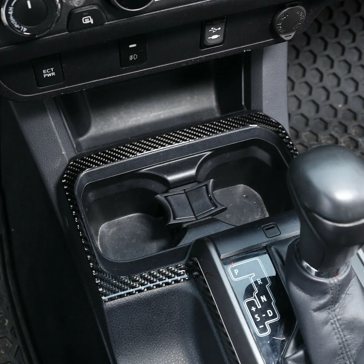 

1 Pcs Storage Box Cover ABS Accessories Carbon Fiber Style Center Console For Toyota Tacoma 2015-2020 High Quality