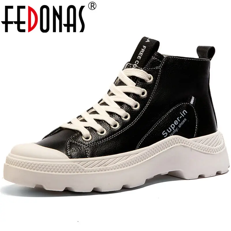FEDONAS Fashion Women Flats Sneakers Genuine Leather Corss-tied Casual Shoes Woman Round Toe Student Shoes Flats
