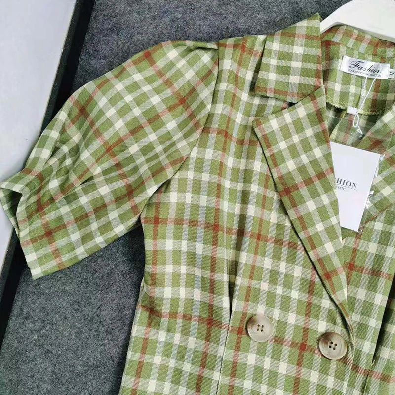 2019 новый французский женские ботильоны в ретро стиле клетчатый костюм для