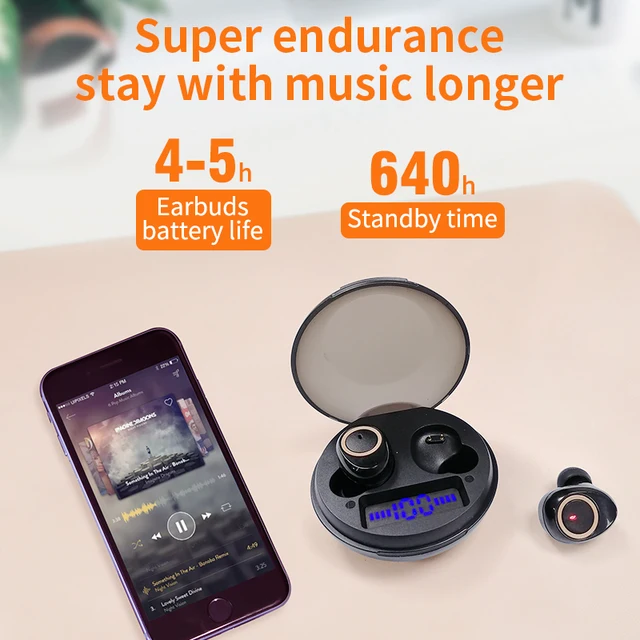 Bluedio D3 wireless earphone portable tws earbuds touch control bluetooth 5.1 in ear headset with charging case battery display 5