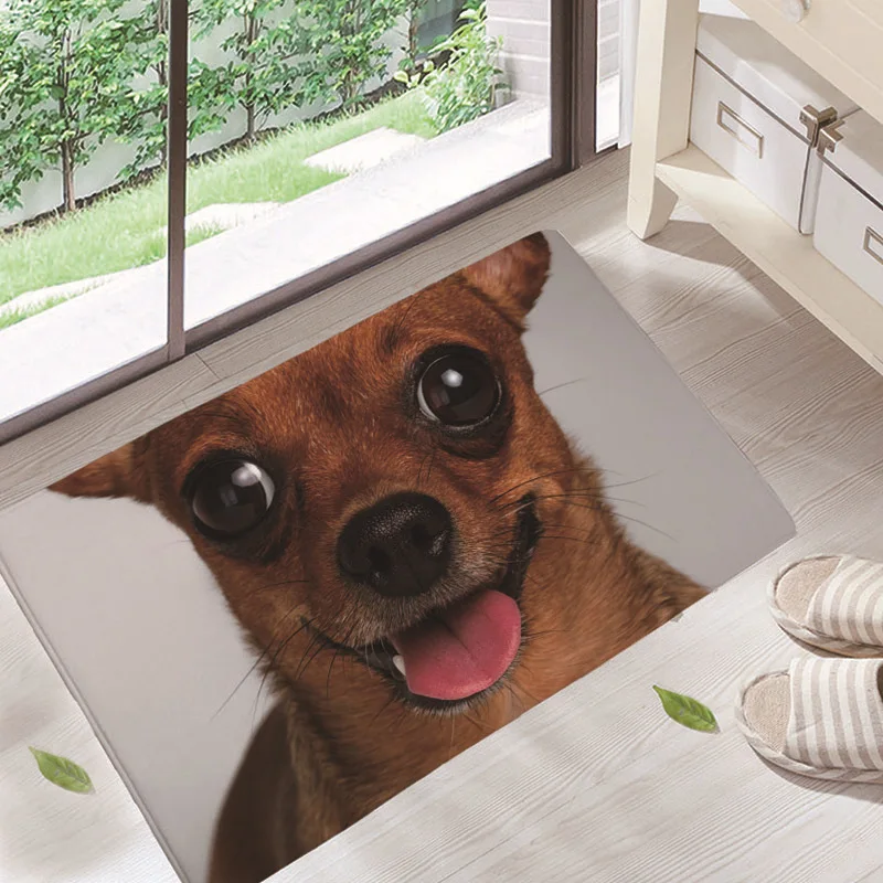 

Lovely Dog Is Staring At You Floor Mats Living Rooms Anti-slip Carpet for Bedroom Kitchen Bathroom Rug Welcome Mats Front Door