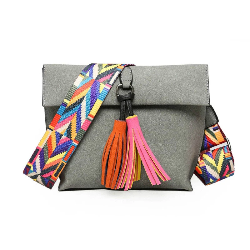 

Tassel Designer Brand Shoulder Bag PU Leather Luxury Trend Feminine Crossbody Bag Simple Travel Soild Color Purse Bolsa Feminina