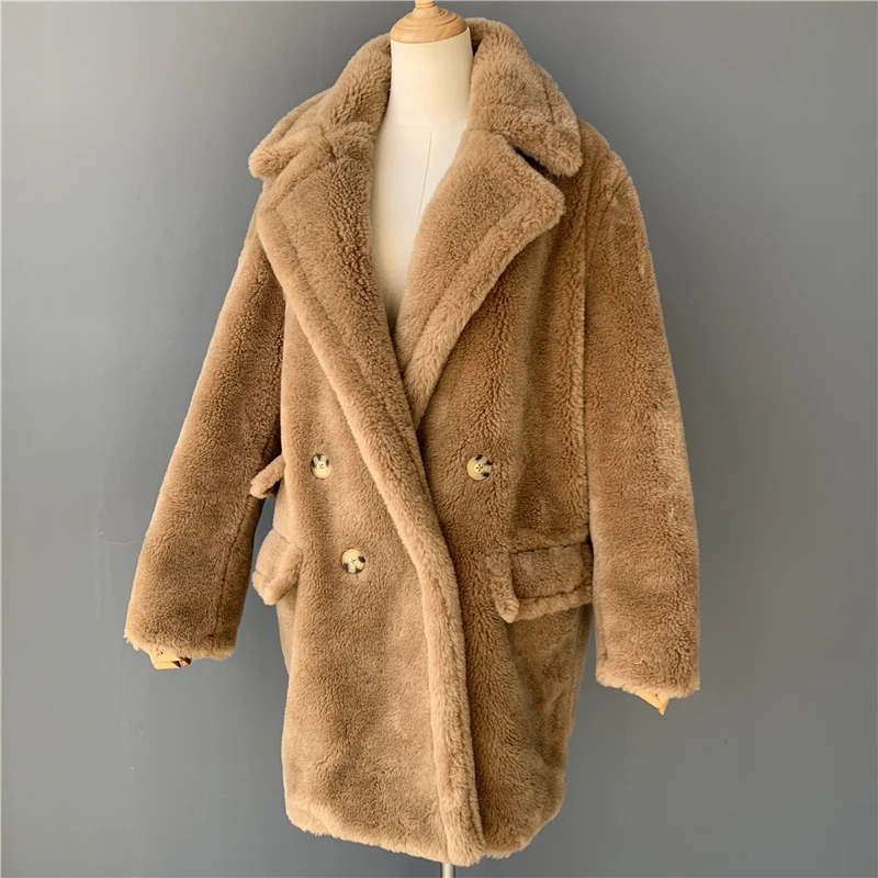 MAOMAOFUR, Настоящая Шерсть, плюшевое пальто для женщин, новая мода, настоящая овчина, меховая куртка, женская, теплая, негабаритная, зимняя верхняя одежда, шерстяная одежда