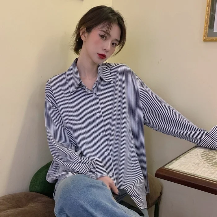 

Женская рубашка в полоску, в Корейском стиле