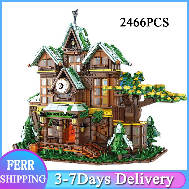 

Строительные блоки JUHANG 86002 серии MOC Idea City, модель домика на дереве временной комнаты, кирпичные игрушки, Набор рождественских подарков, 2466 шт.