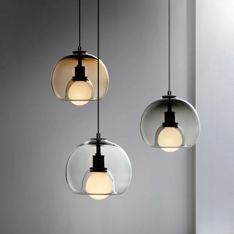 Modern minimalist Light luxury Glass Pendant Lamps Restaurant Bar Cafe Chandelier Lights single head Bedroom Bedside Lighting