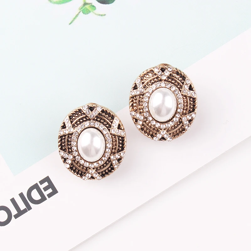 Женские серьги-гвоздики геометрические золотистые круглые серьги с имитацией