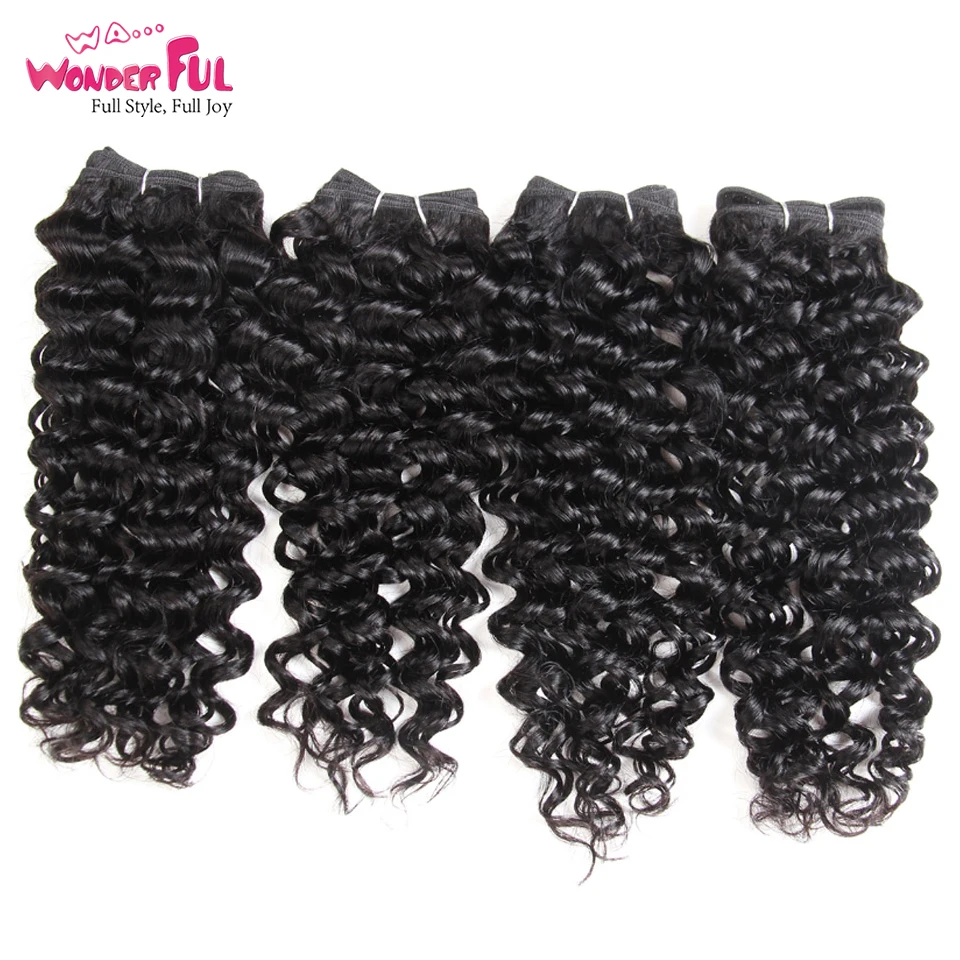 Малазийские кудрявые вьющиеся волнистые волосы 4 пучка 190 г/упак. Remy человеческие