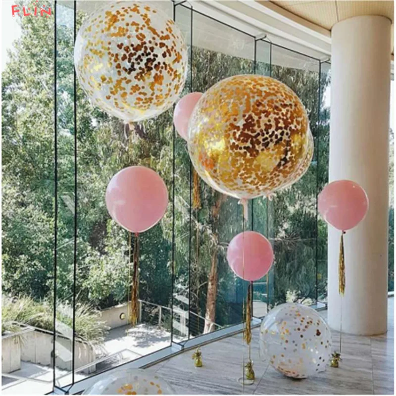 Воздушные шары с конфетти 36 дюймов прозрачные латексные украшение на день