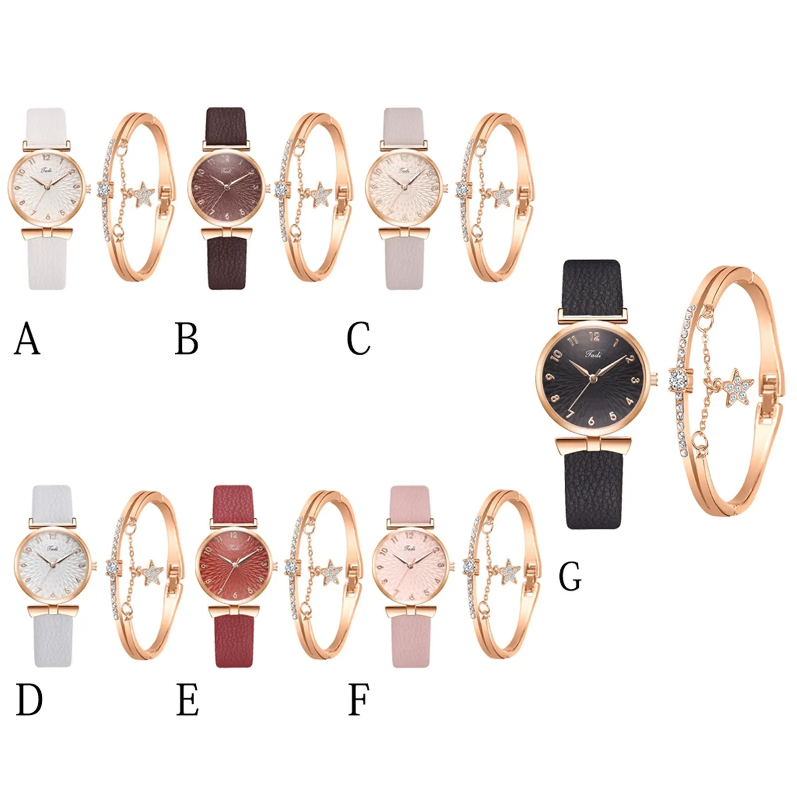 

Women 2pc set watch elegant and simple style leather texture pin buckle bracelet watch give someone a watch gift zegarek damski