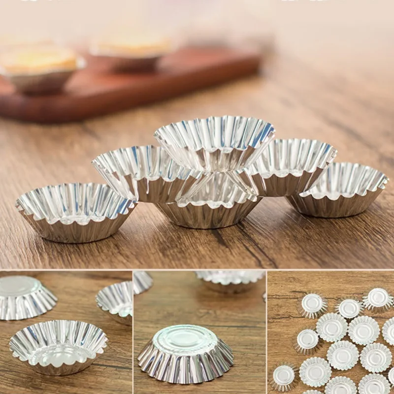 

50Pcs Chrysanthemum Cups Tin Foil Mold Disposable Egg Tart Cake Bread Mould Kitchen Baking Supplies