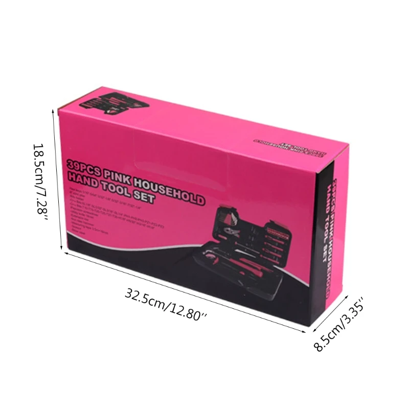 

Original 39 Piece Repair Hand Tool Box Pink