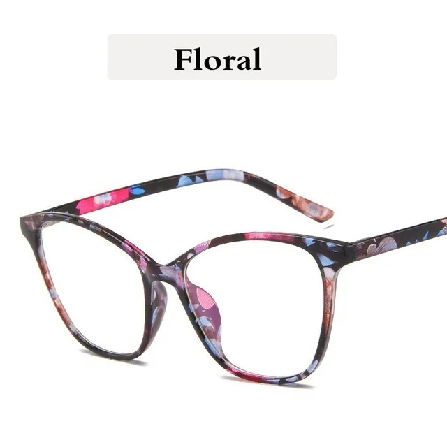 Blue Floral Кошачий глаз очки оправа для женщин прозрачная Классическая оправа винтажные очки для близорукости очки Lunettes De Vue Femme - Цвет оправы: Blue Floral