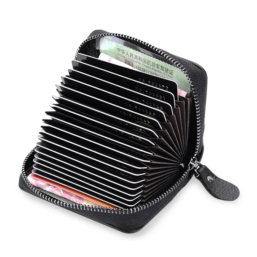 

High Quality Cow Leather Business Credit ID Card Holder 18 Bits Bank Card Case Travel Passport Cover Wallet