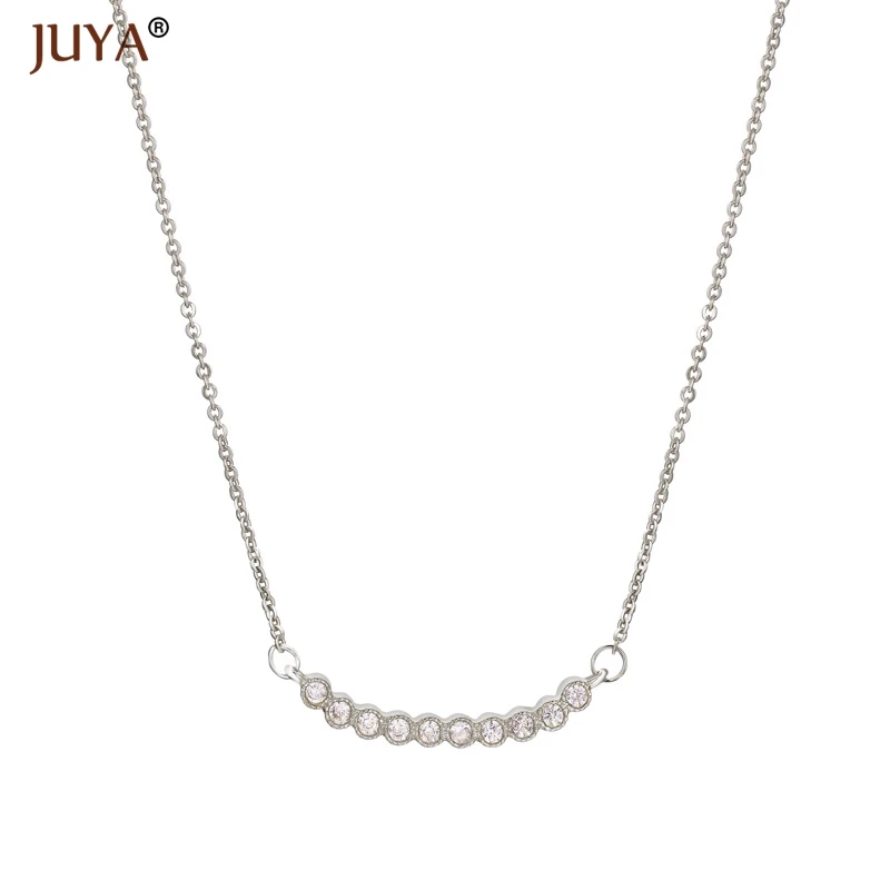 fashion statement necklaces for women Luxury Jewelry Copper Zircon Rhinestone Key Pendants Necklace Silver Femme - Metal Color: silver