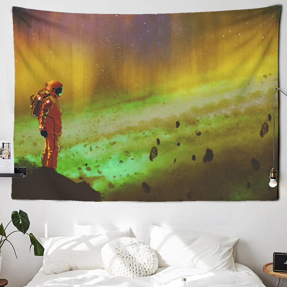 

Space Psychedelic Throw Tapestry Home Decor Astronaut Print Wall Hanging Blanket Bedspread Large Smoke Wall Cloth