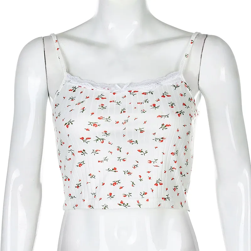 Белый милый Повседневный кружевной топ без рукавов на бретелях Привлекательный