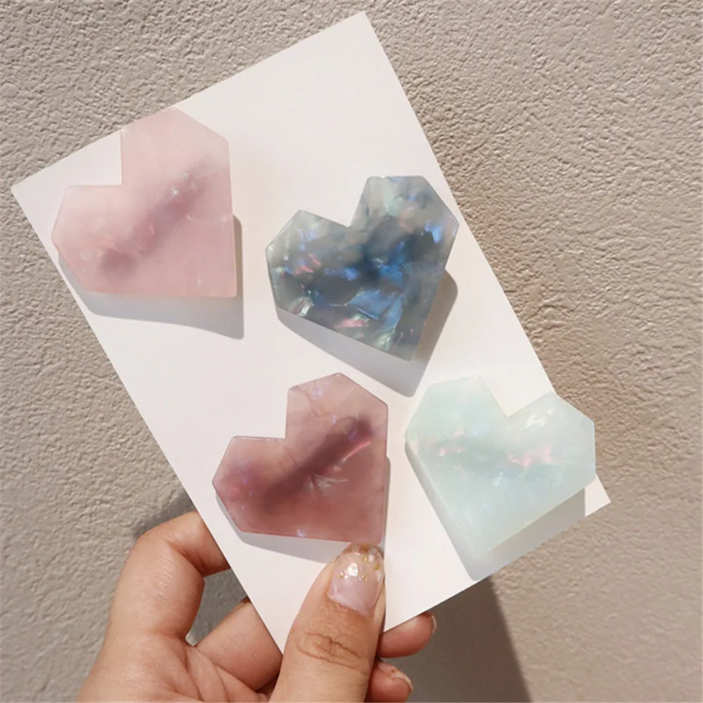 Модные резиновые заколки для волос в форме сердца женщин шпильки блестящие