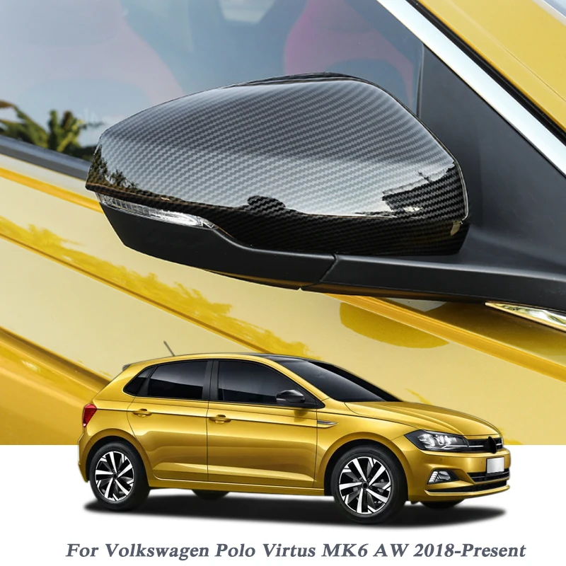

Car Styling Cover For Volkswagen Polo Virtus MK6 AW 2018-Present Car Rearview Mirror Cover Sequin Frame ABS Exterior Accessory