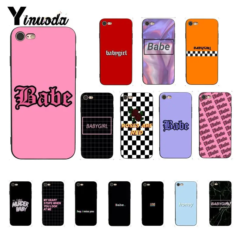 Yinuoda Babe babygirl honey line Text art рисунок ТПУ мягкий чехол для телефона iPhone 8 7 6S X XS MAX 5 5S SE XR 10