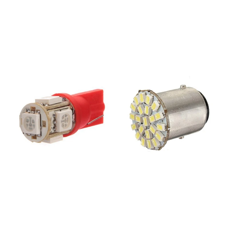 2X 1157 T25 S25 BAY15D 22 SMD светодиодный белый лампа с 10X T10 194 168 501 W5W кюлот 5 5050 лампы ночного