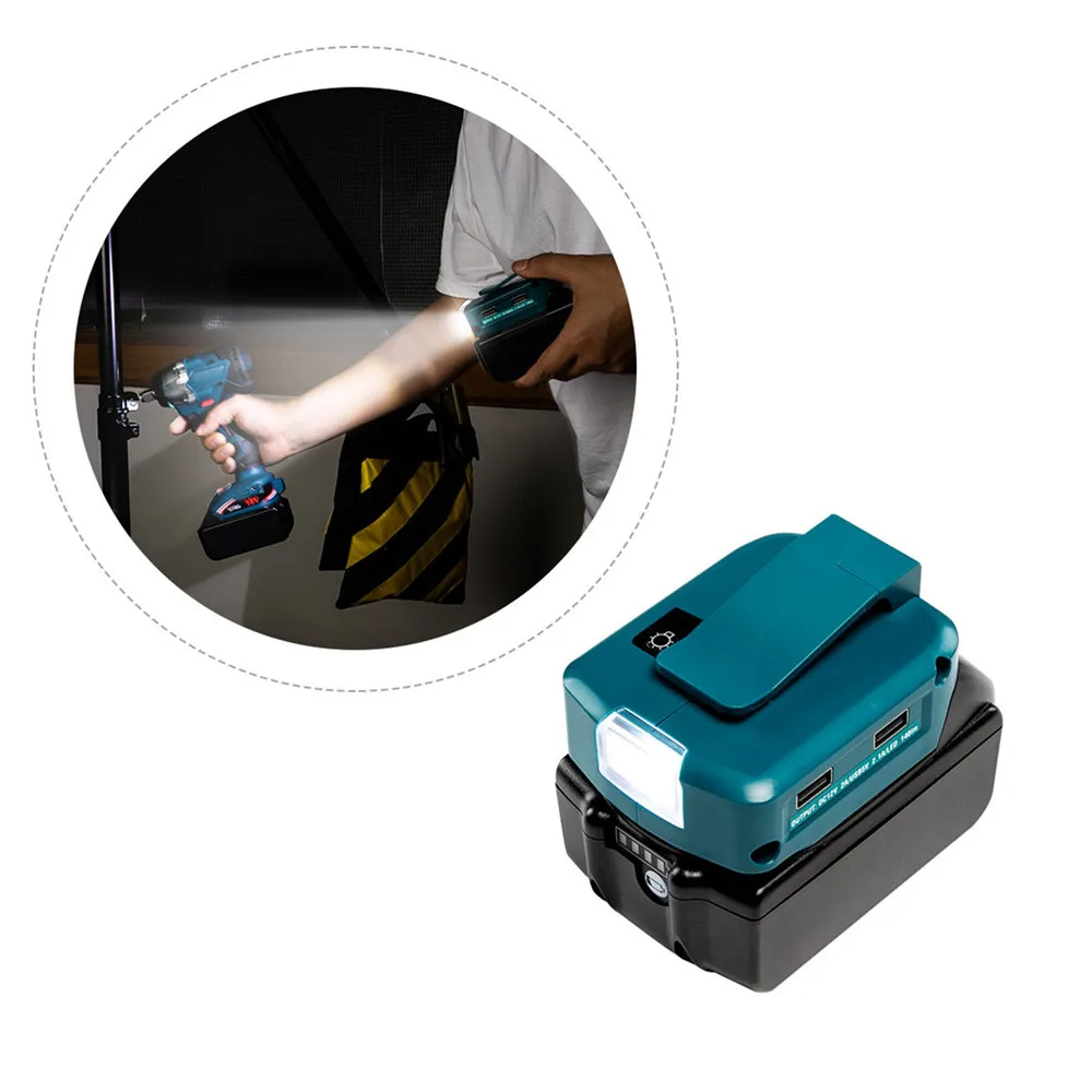 

Двойной USB порт конвертер батареи для Makita 14,4 V /18V литий-ионная батарея Открытый флэш-светильник аксессуары с 200LM светодиодный светильник