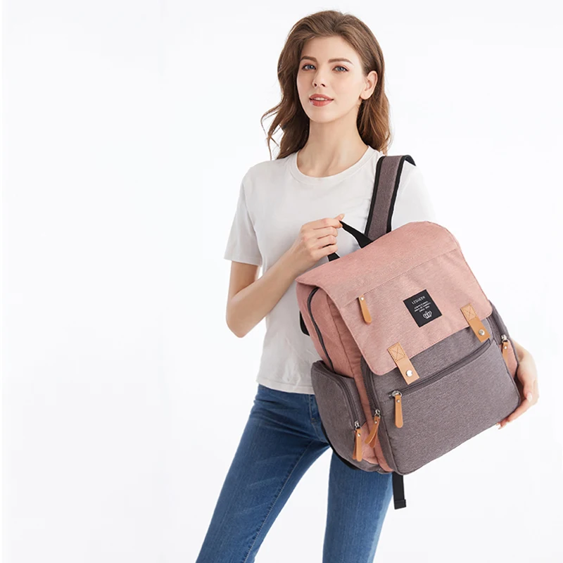 Lequeen Brand Diaper Bag Large Capacity USB Mummy Bag Travel Backpack Designer Nursing Bag for Baby Care Fashion Mmy bag images - 6