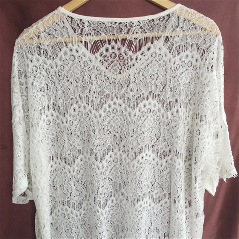 Новое поступление сексуальное пляжное покрывало Кружевное белое платье для