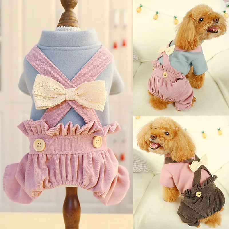 

Sweet Bow Princess Small Dog Jumpsuit Winter Pet Costume For Dogs Yorkies Shih Tzu Overalls Puppy Clothes Clothing Pijama Perro