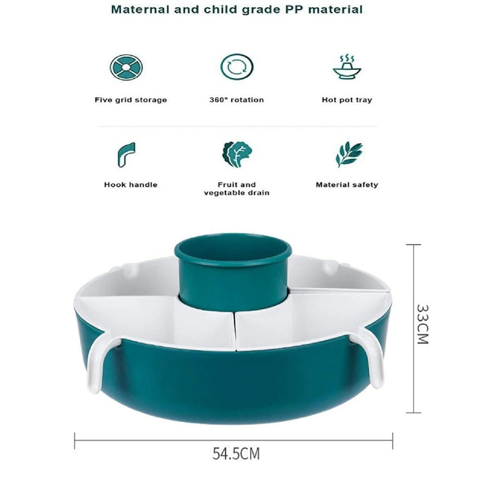 

Multifunctional Round Divided Drain Basket Double-deck Rotating Hot Pot Ingredients Basket Practical Household Products
