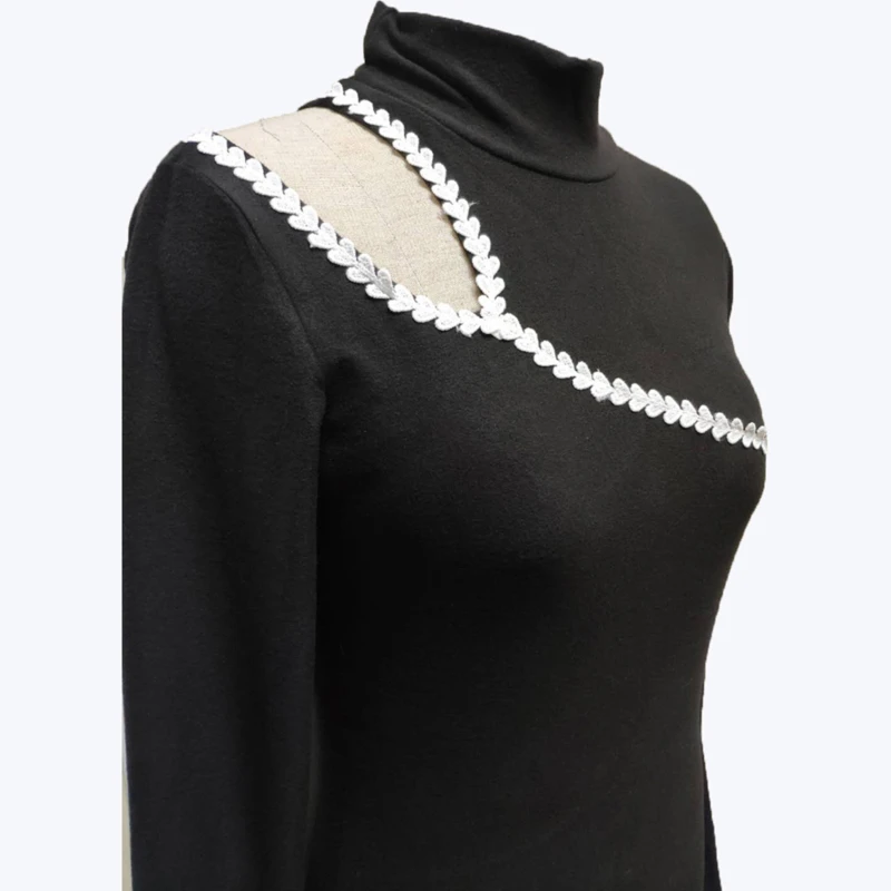 

Slim Women Blouse Hollow Out Turleneck Thin Female Shirt Skinny Elegant Dairy Commuting Party Ladies Off Shoulder Clothing