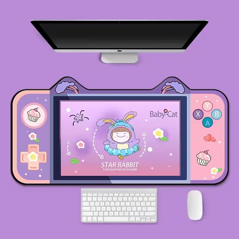 

Cute Cat Ears Desk Mat Thicken Computer Games Non-slip mouse pad Pink Girl 80*40cm Cartoon Super Cute pad For Boy Game