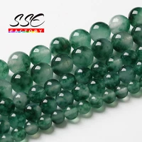 natural green grass jades chalcedony beads for jewelry making round loose stone beads diy bracelets necklaces 4 6 8 10 12mm 15