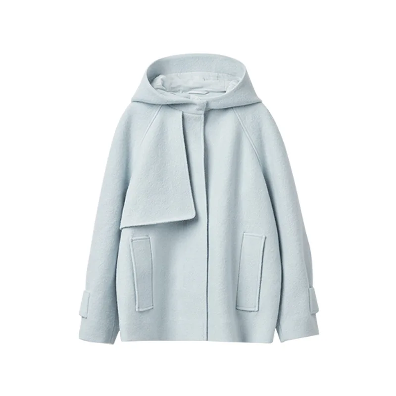 Женское зимнее пальто с капюшоном Свободное средней длины из шерсти 2021 | Женская