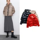 Зимняя Повседневная однотонная короткая хлопковая куртка в простом стиле с капюшоном, плотное пальто, женская теплая хлопковая куртка на молнии, верхняя одежда