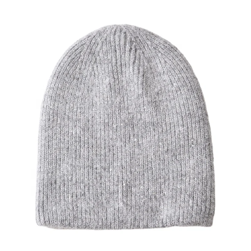 

KENSHELLEY 2022 High Quality Real Rabbit Fur Hair Luxury Woman Winter Hats Soft Knitted Bonnet Bling CasualSkull Warm Beanies