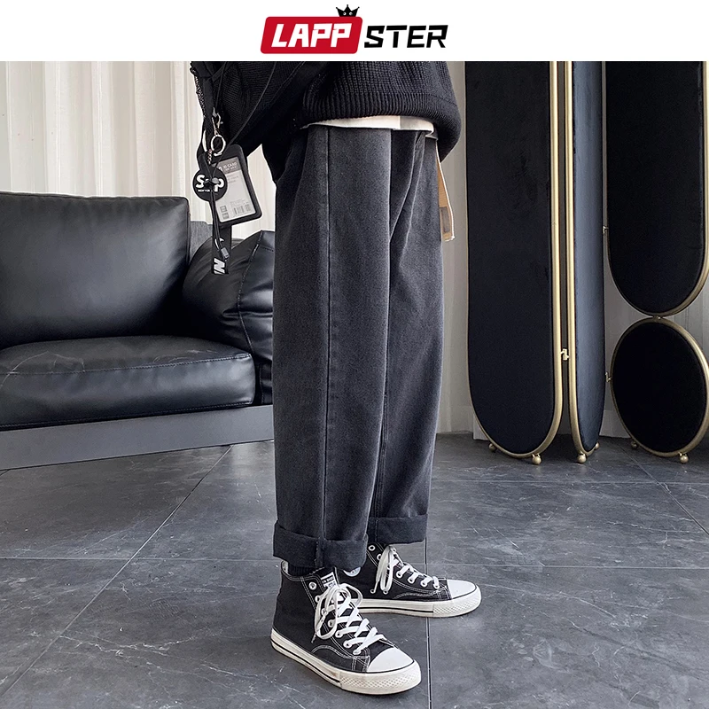 LAPPSTER мужские синие джинсы Синий свободный пояс 2019 прямые шаровары мужская