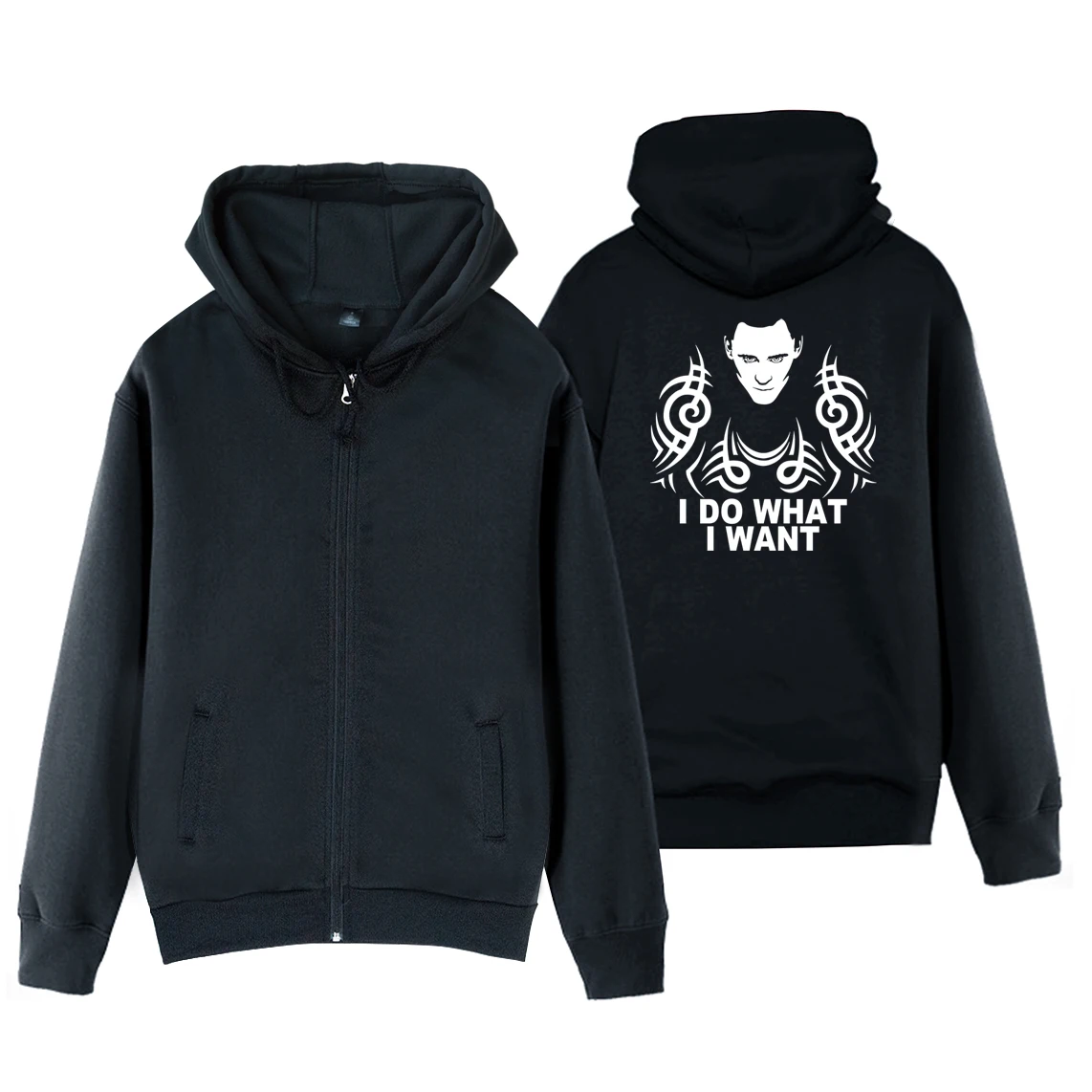 Man Boy Coat Full Zip Hoodie Fleece Hooded Jacket Loki I Do What I Want Serpent Autumn Winter Couple Clothes ZIIART