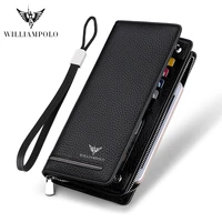 williampolo credential holder coin leather luxury brand wallets long zipper clutch business designer card holder wallet pl219